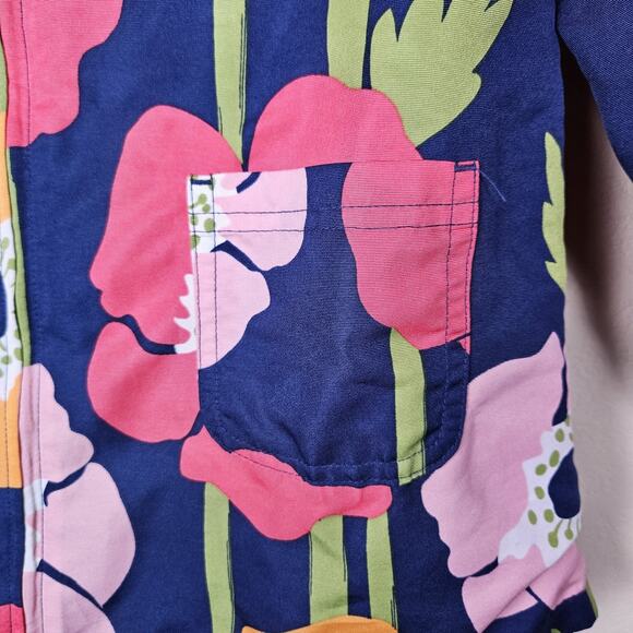 Gymboree Girls Floral Rain Jacket Hood Windbreaker Poppy Blue Pink Flowers S 5-6 - Picture 7 of 11